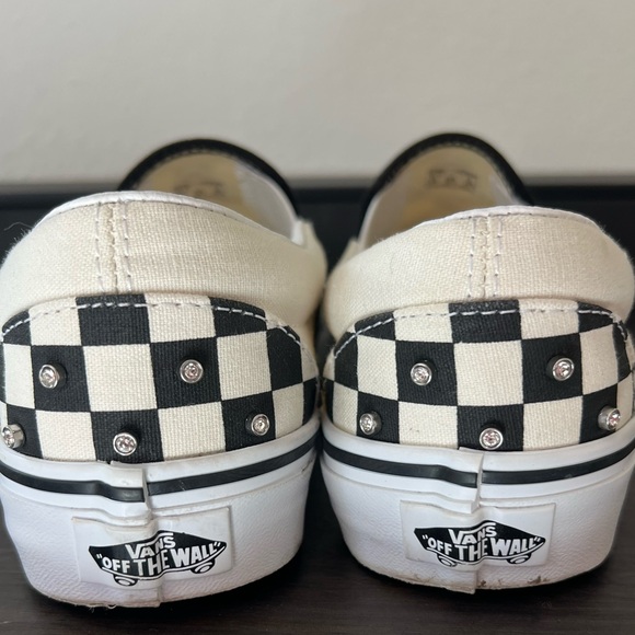 Vans Black and White Checkerboard Slip-Ons with Studs - Picture 2 of 7